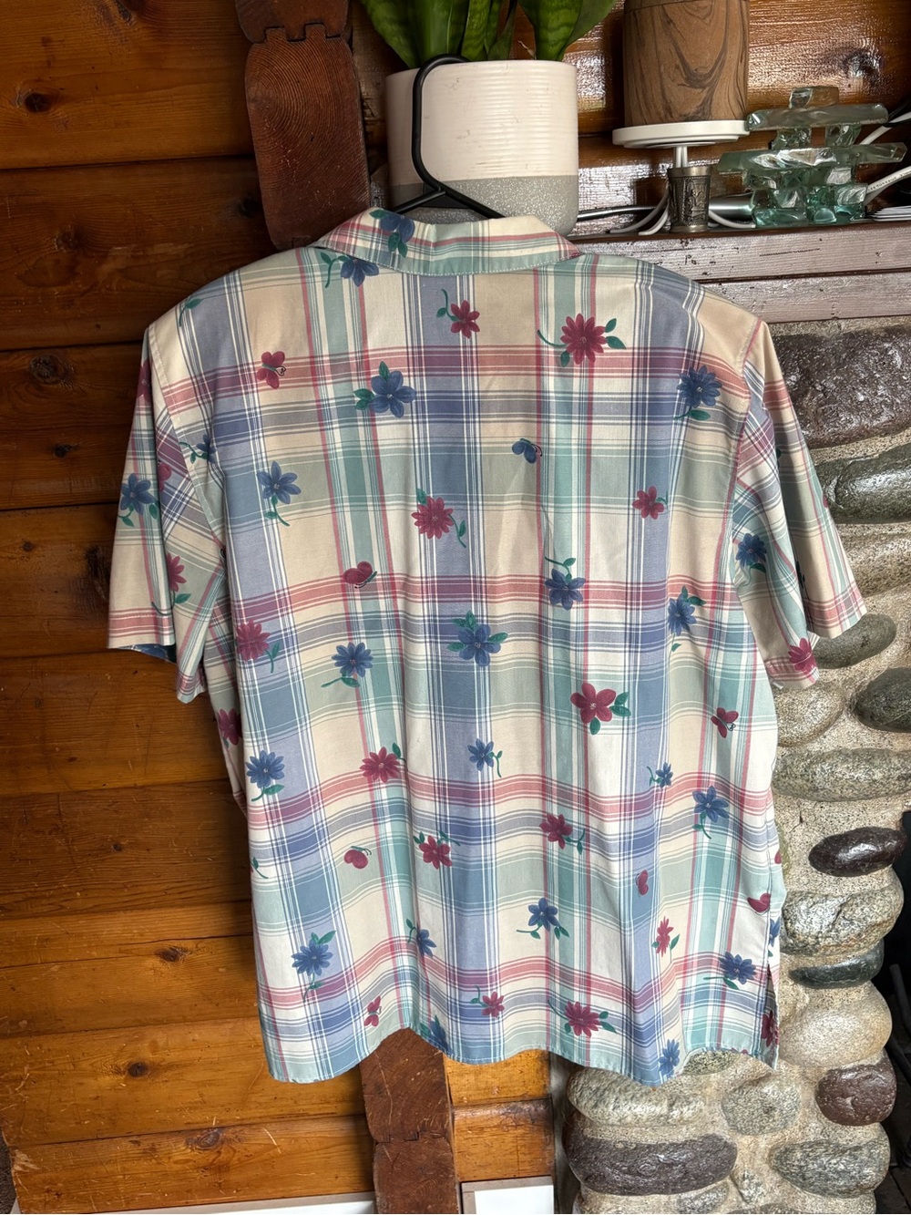 Alfred Dunner Pastel Plaid Floral Button-Up Shirt Women’s 18W Vintage - Picture 3 of 6